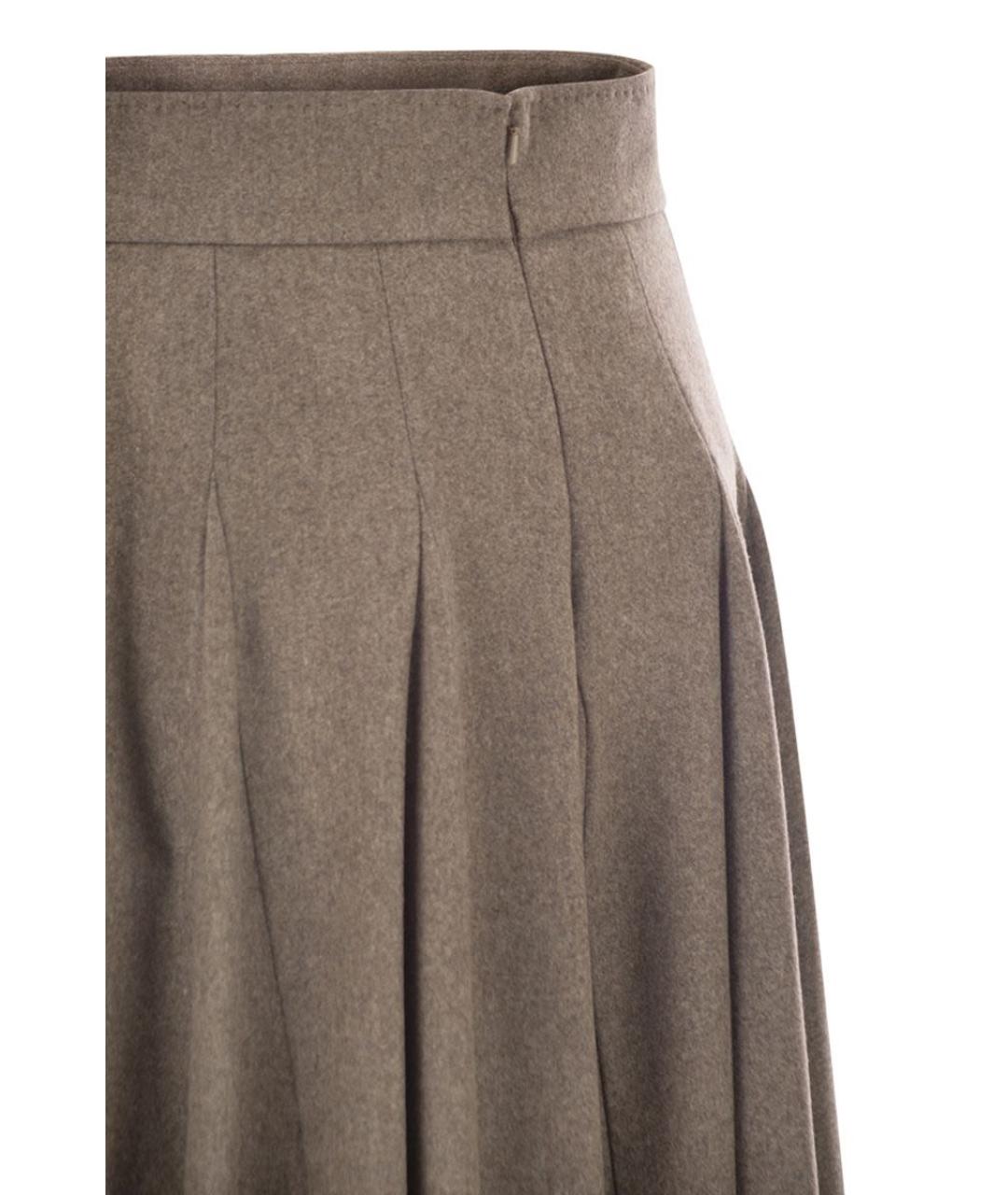 MAX MARA Бежевая шерстяная юбка макси, фото 4