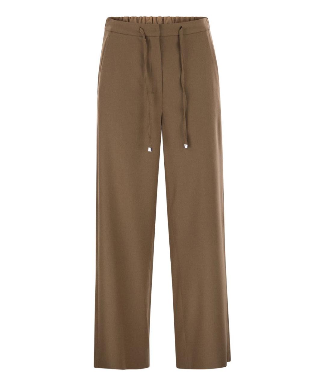 'S MAX MARA Коричневые шерстяные прямые брюки, фото 1