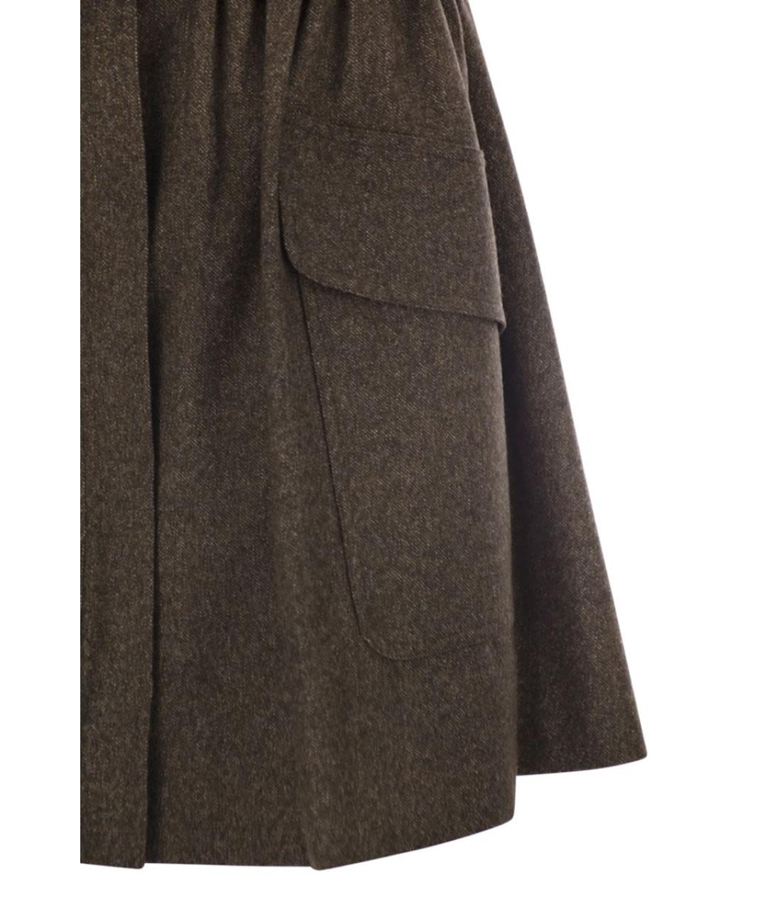 MAX MARA Коричневая шерстяная юбка миди, фото 4