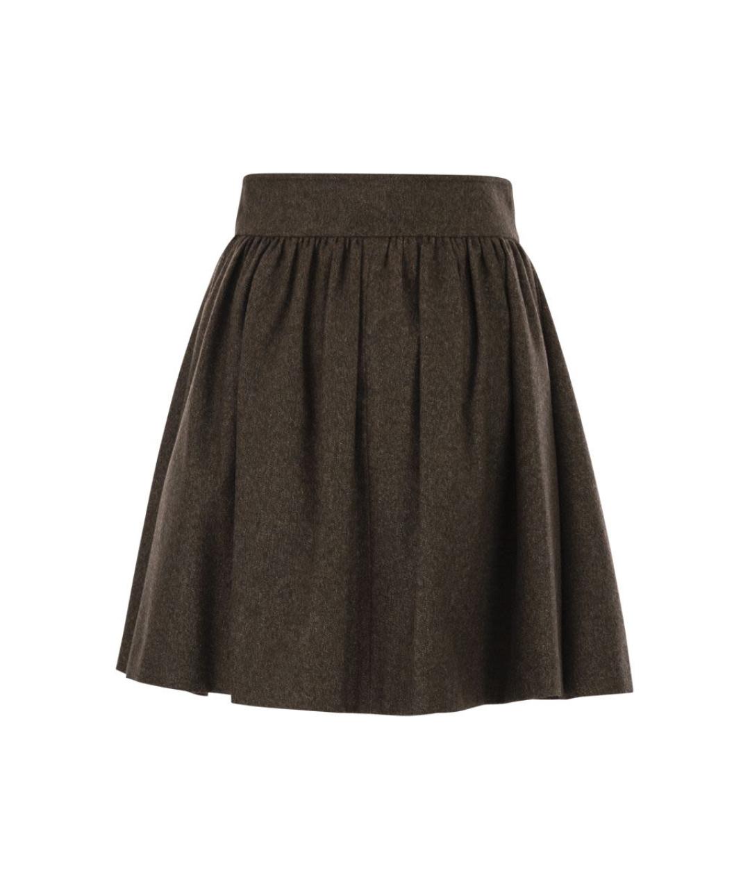 MAX MARA Коричневая шерстяная юбка миди, фото 2