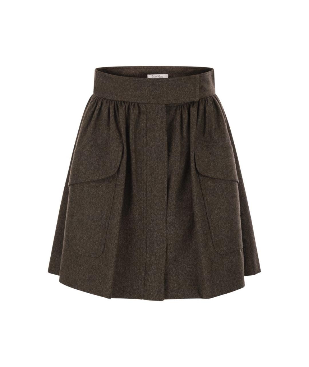 MAX MARA Коричневая шерстяная юбка миди, фото 1
