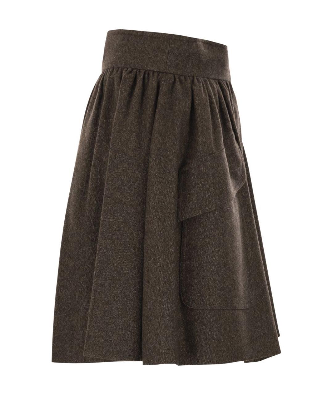 MAX MARA Коричневая шерстяная юбка миди, фото 3