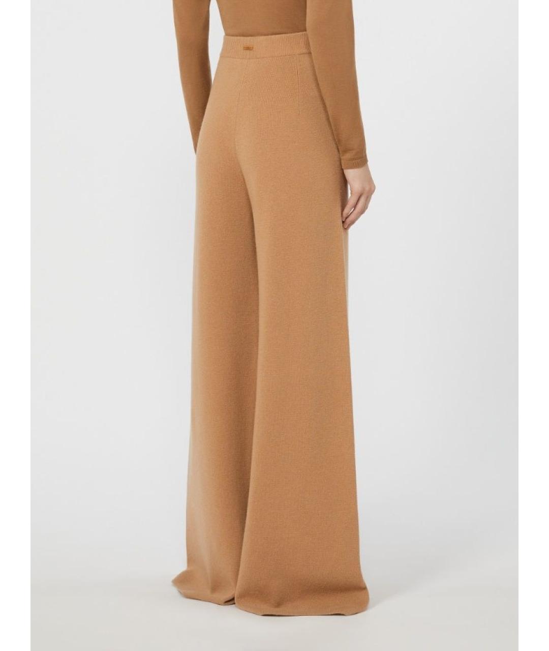 MAX MARA Бежевые шерстяные прямые брюки, фото 3