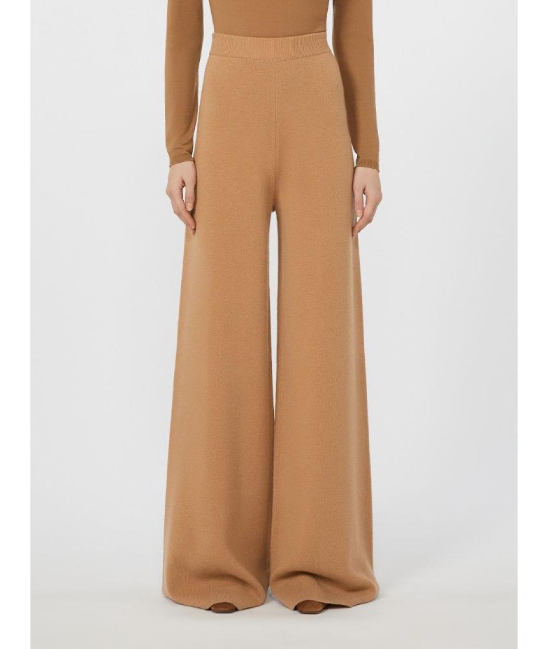MAX MARA Бежевые шерстяные прямые брюки, фото 2