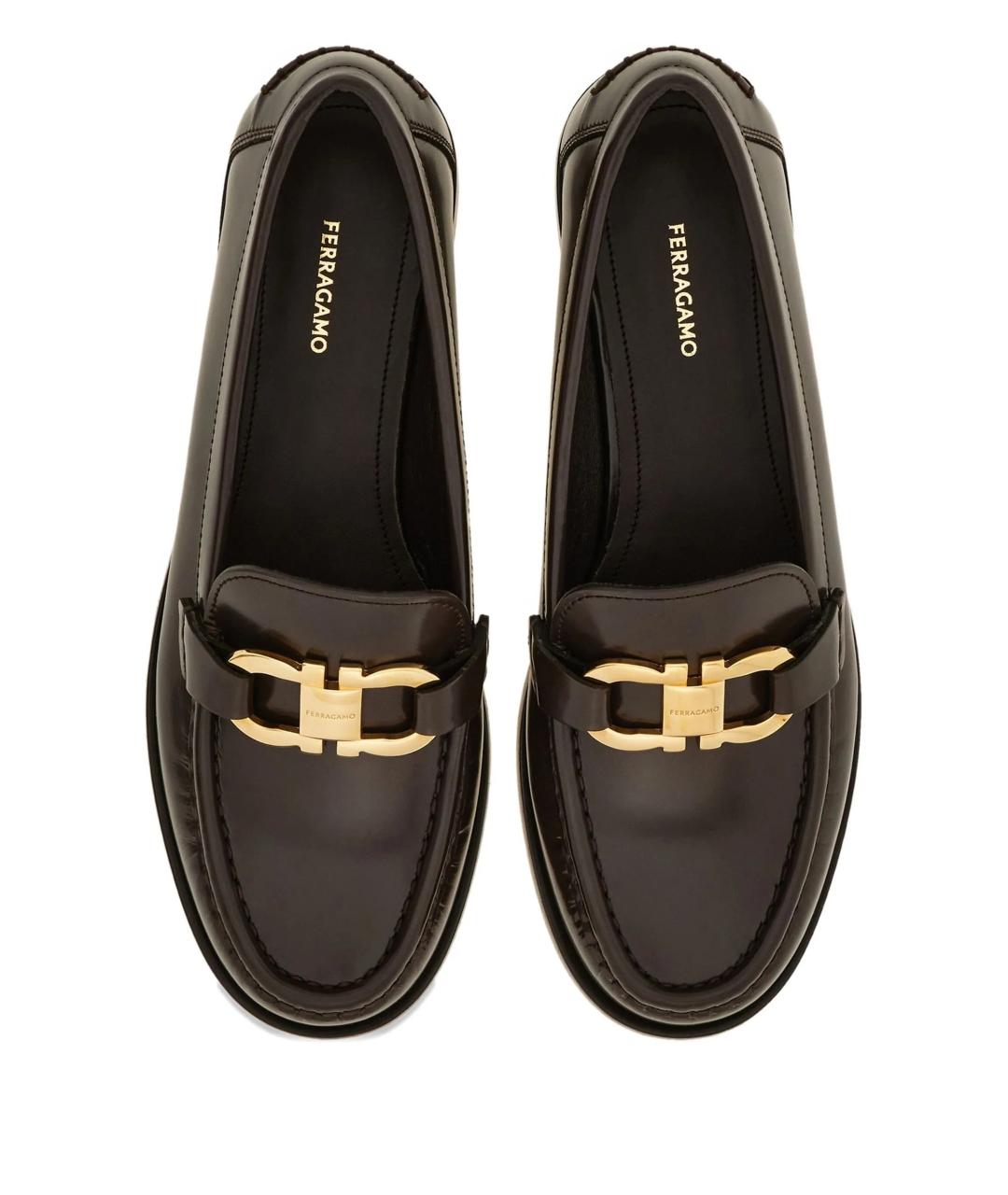 FERRAGAMO Коричневые кожаные лоферы, фото 4
