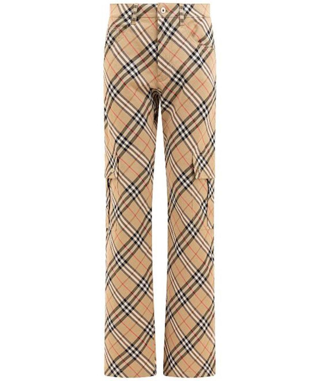 BURBERRY Мульти полиэстеровые прямые брюки, фото 1