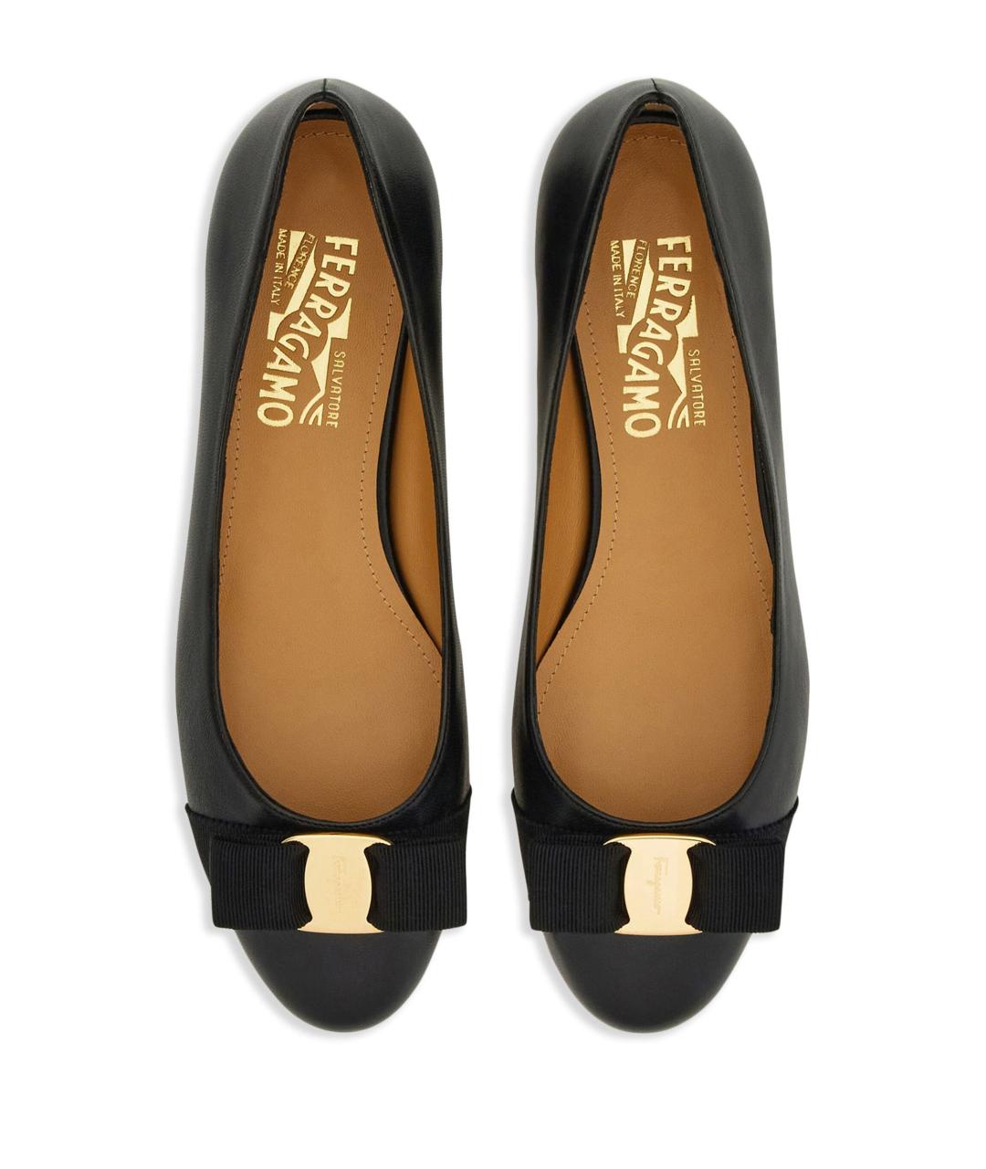 FERRAGAMO Черные кожаные балетки, фото 4