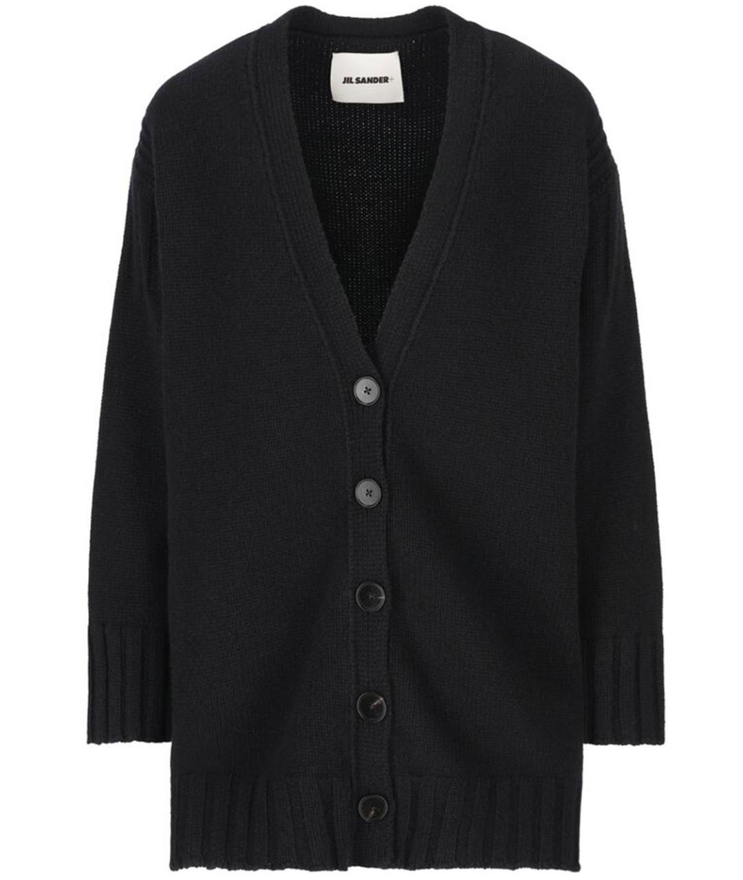 JIL SANDER Черный хлопковый кардиган, фото 1