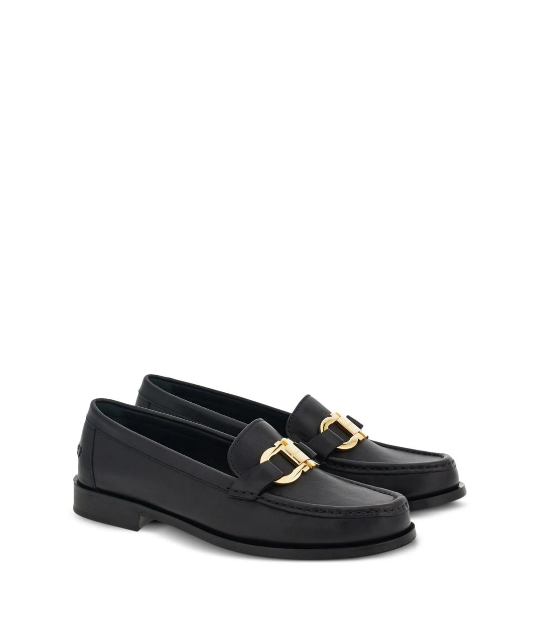 FERRAGAMO Черные кожаные лоферы, фото 2