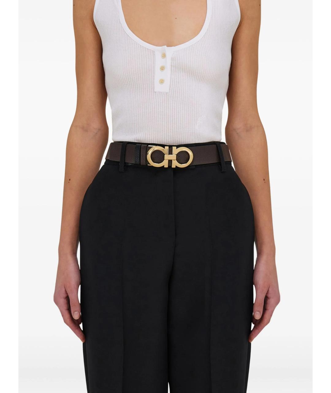 FERRAGAMO Коричневый кожаный ремень, фото 4