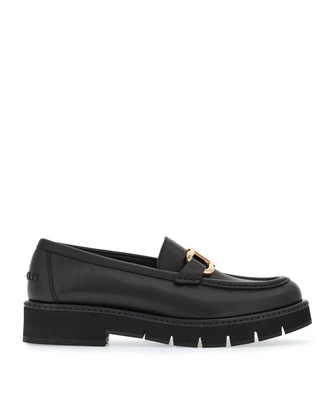 FERRAGAMO Черные кожаные лоферы, фото 1