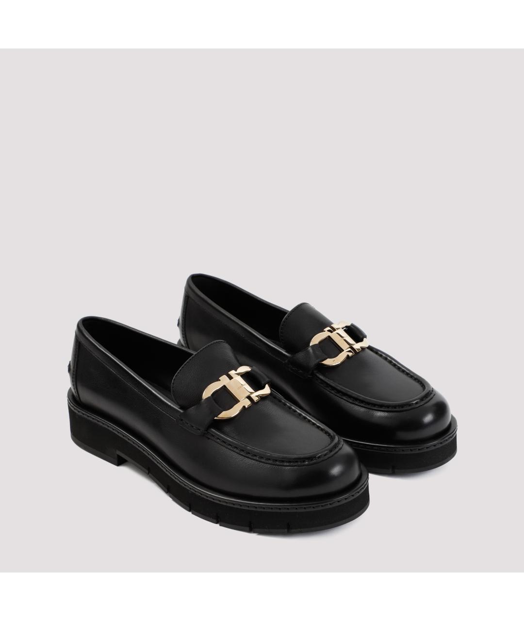 FERRAGAMO Черные кожаные лоферы, фото 5
