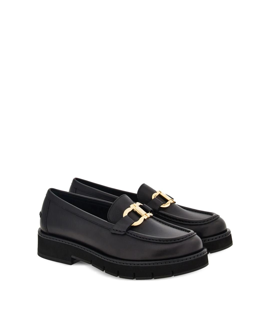 FERRAGAMO Черные кожаные лоферы, фото 2