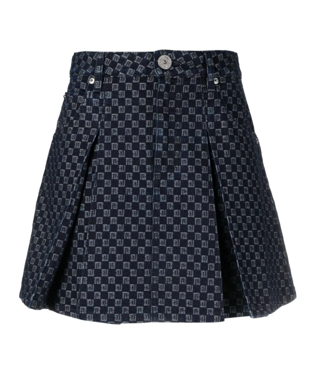 BALMAIN Синяя хлопковая юбка мини, фото 1