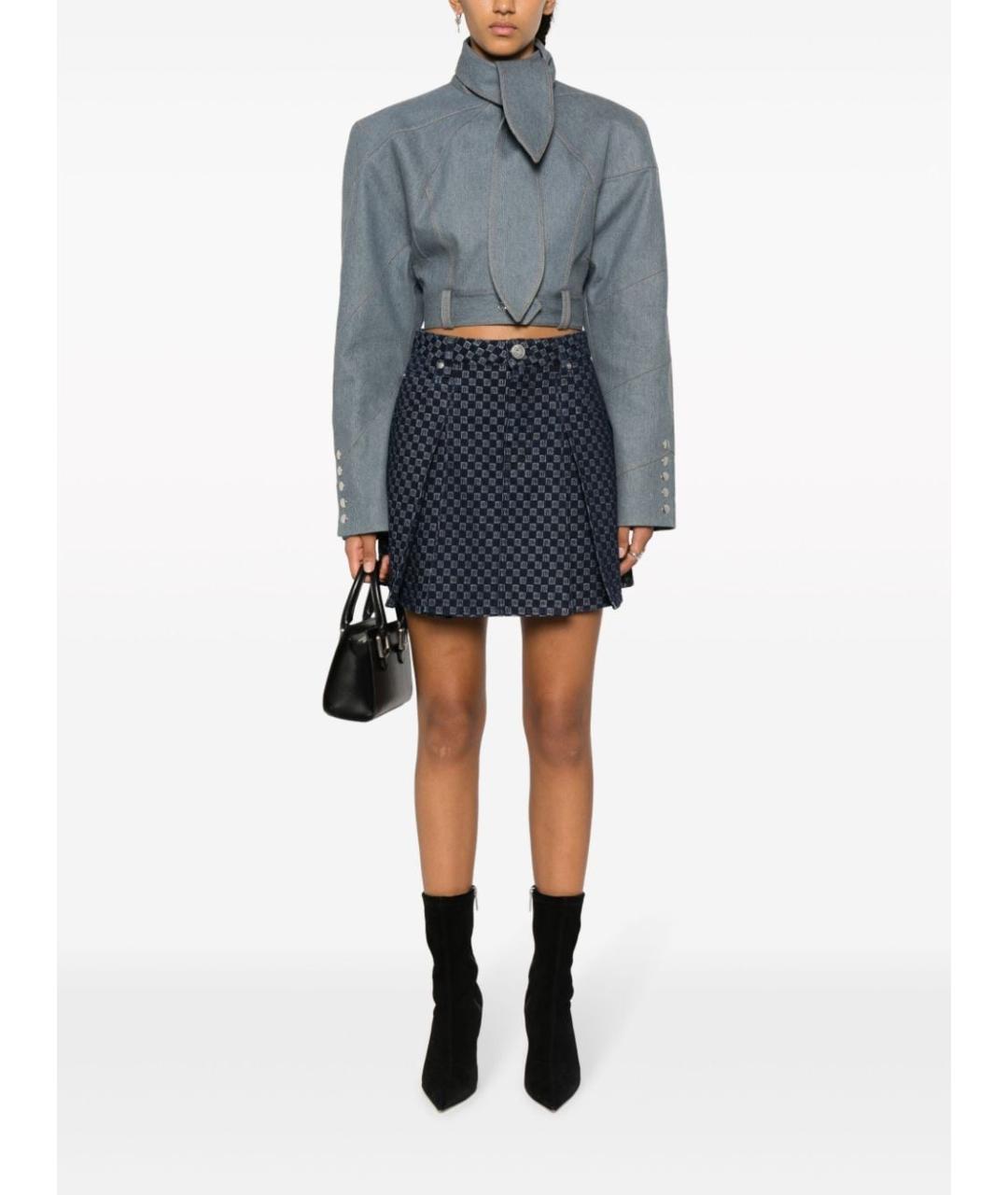 BALMAIN Синяя хлопковая юбка мини, фото 5