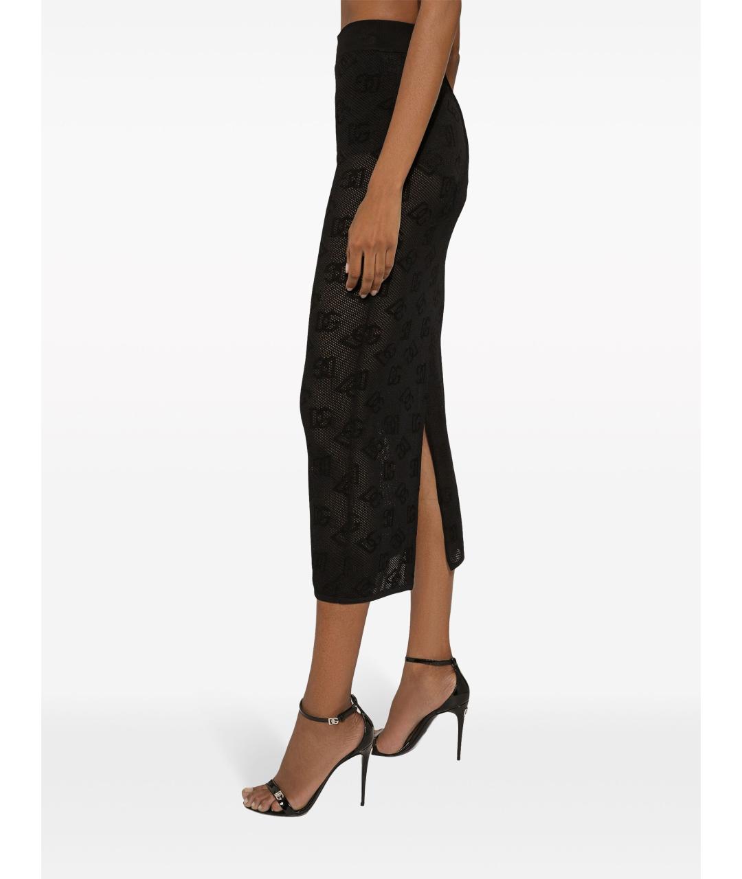 DOLCE&GABBANA Черная вискозная юбка миди, фото 5