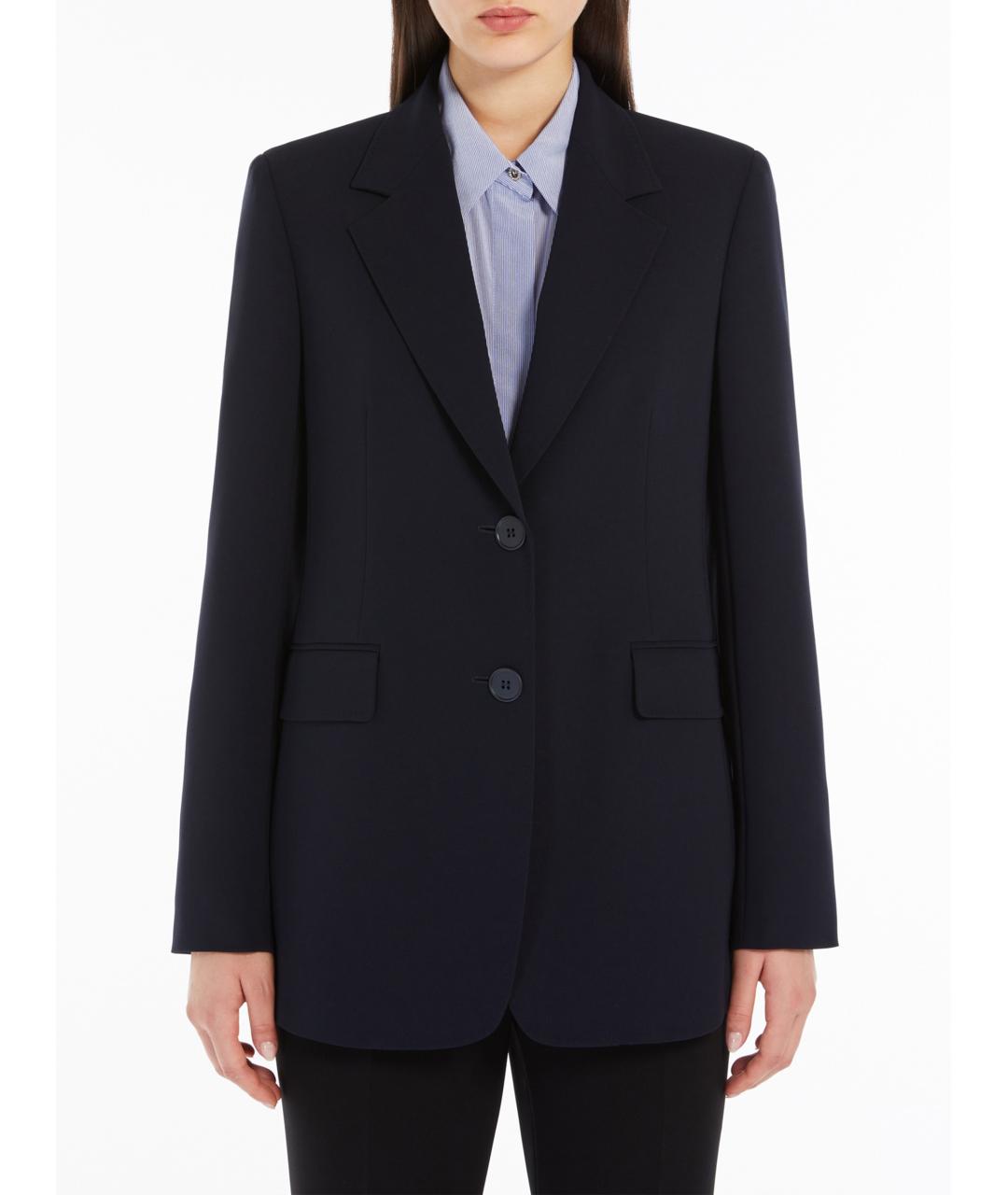 MAX MARA STUDIO Синяя полиэстеровая куртка, фото 2