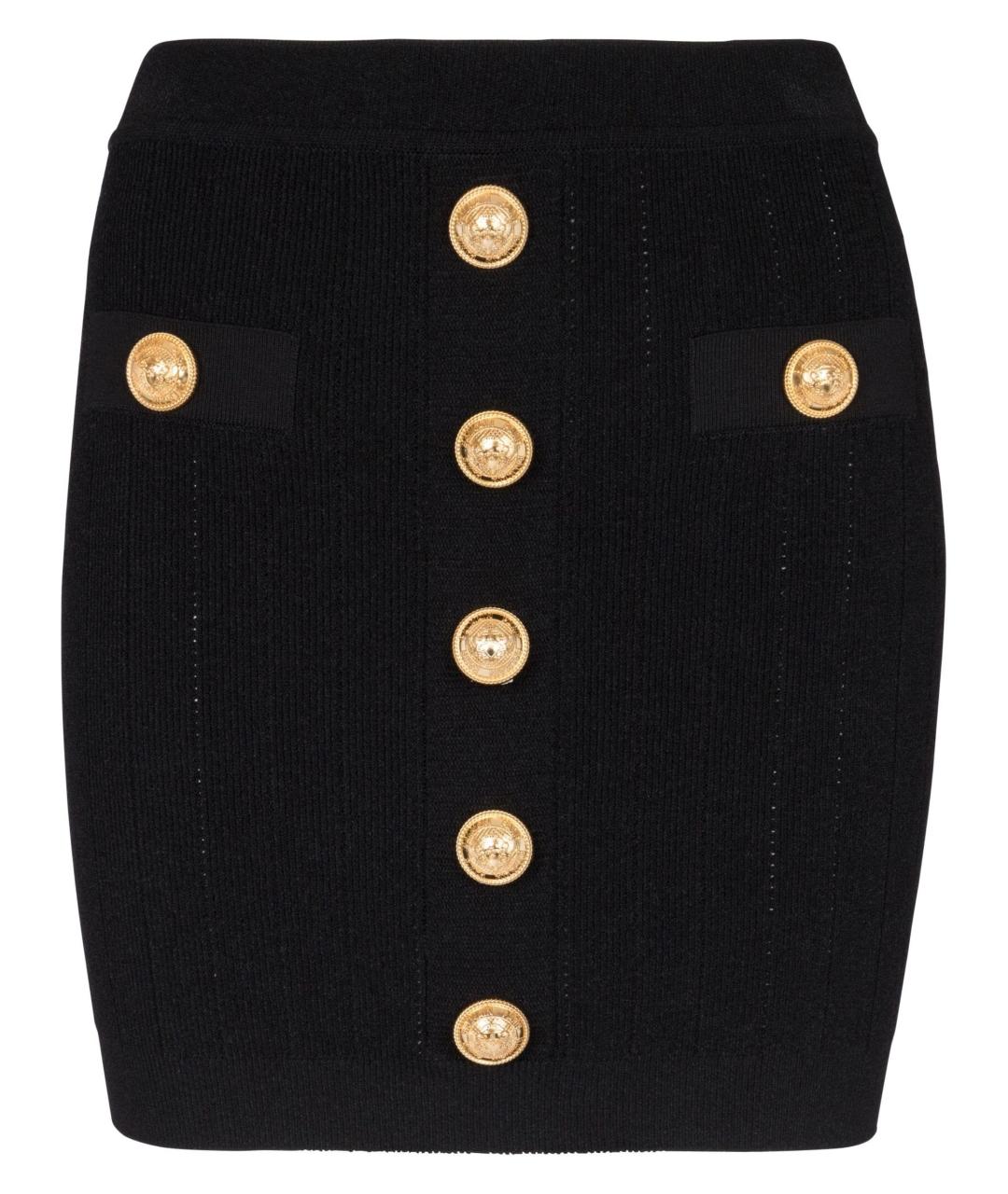 BALMAIN Черная хлопковая юбка мини, фото 1