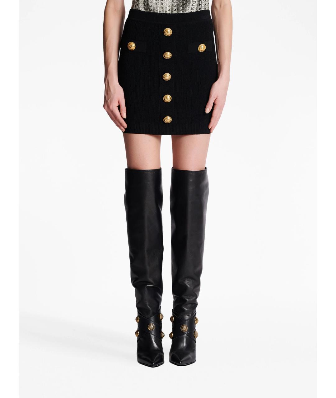BALMAIN Черная хлопковая юбка мини, фото 5