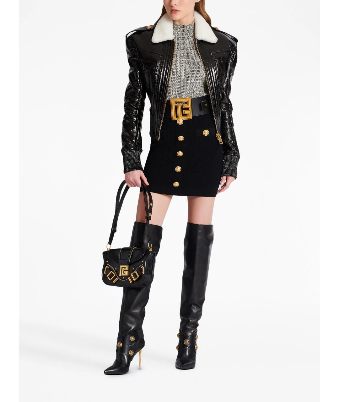 BALMAIN Черная хлопковая юбка мини, фото 2