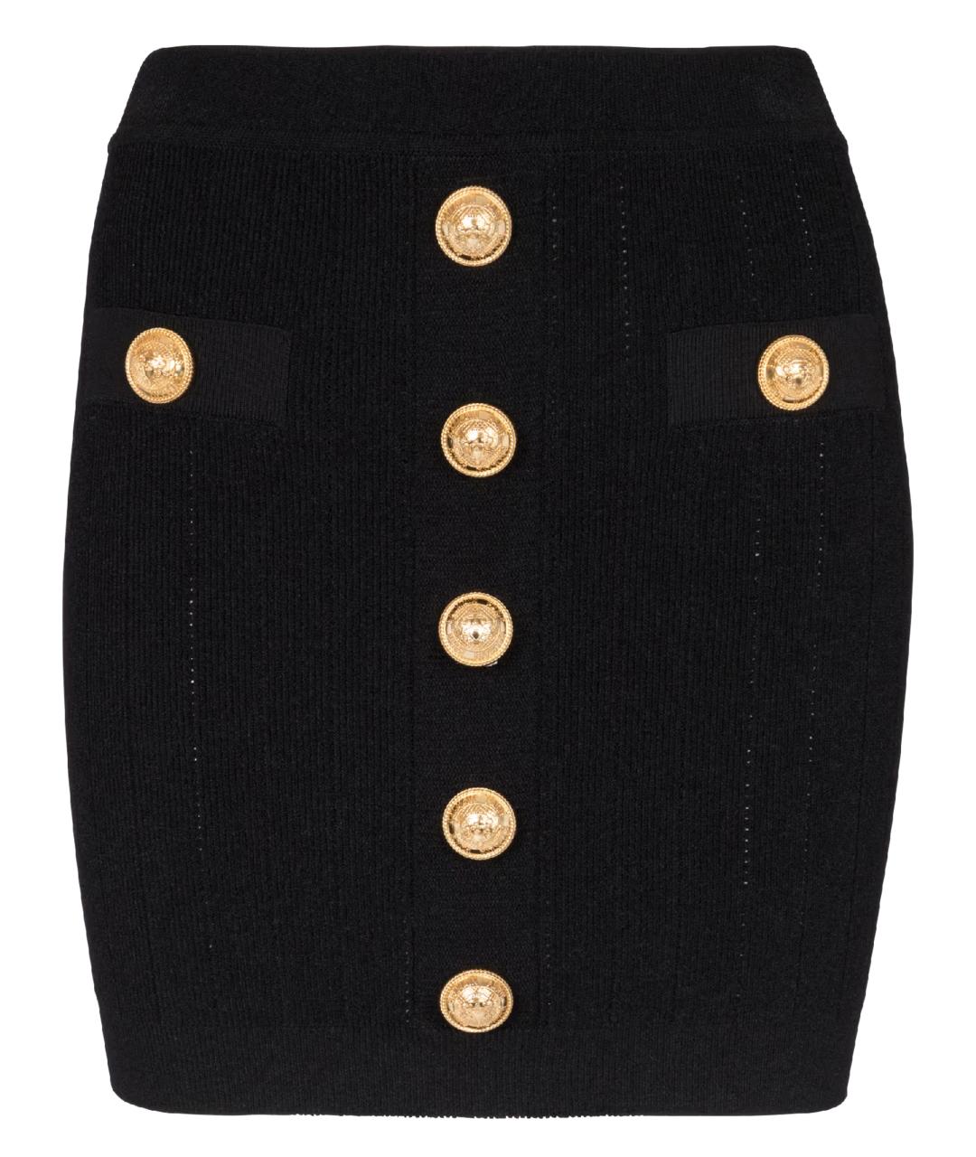 BALMAIN Черная вискозная юбка мини, фото 1