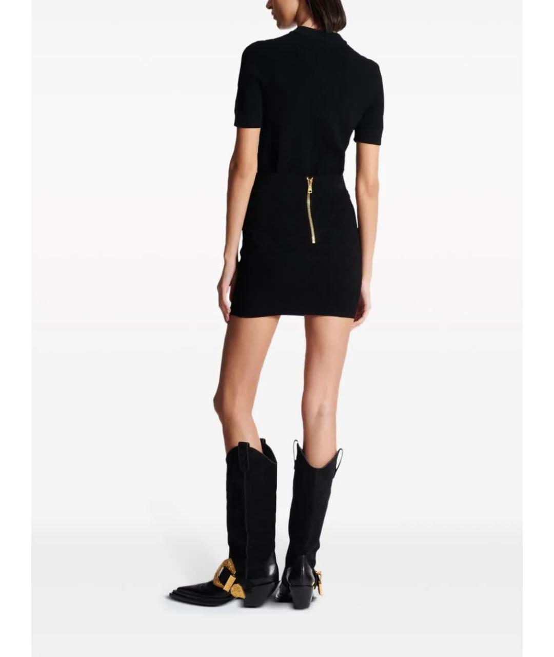 BALMAIN Черная вискозная юбка мини, фото 4