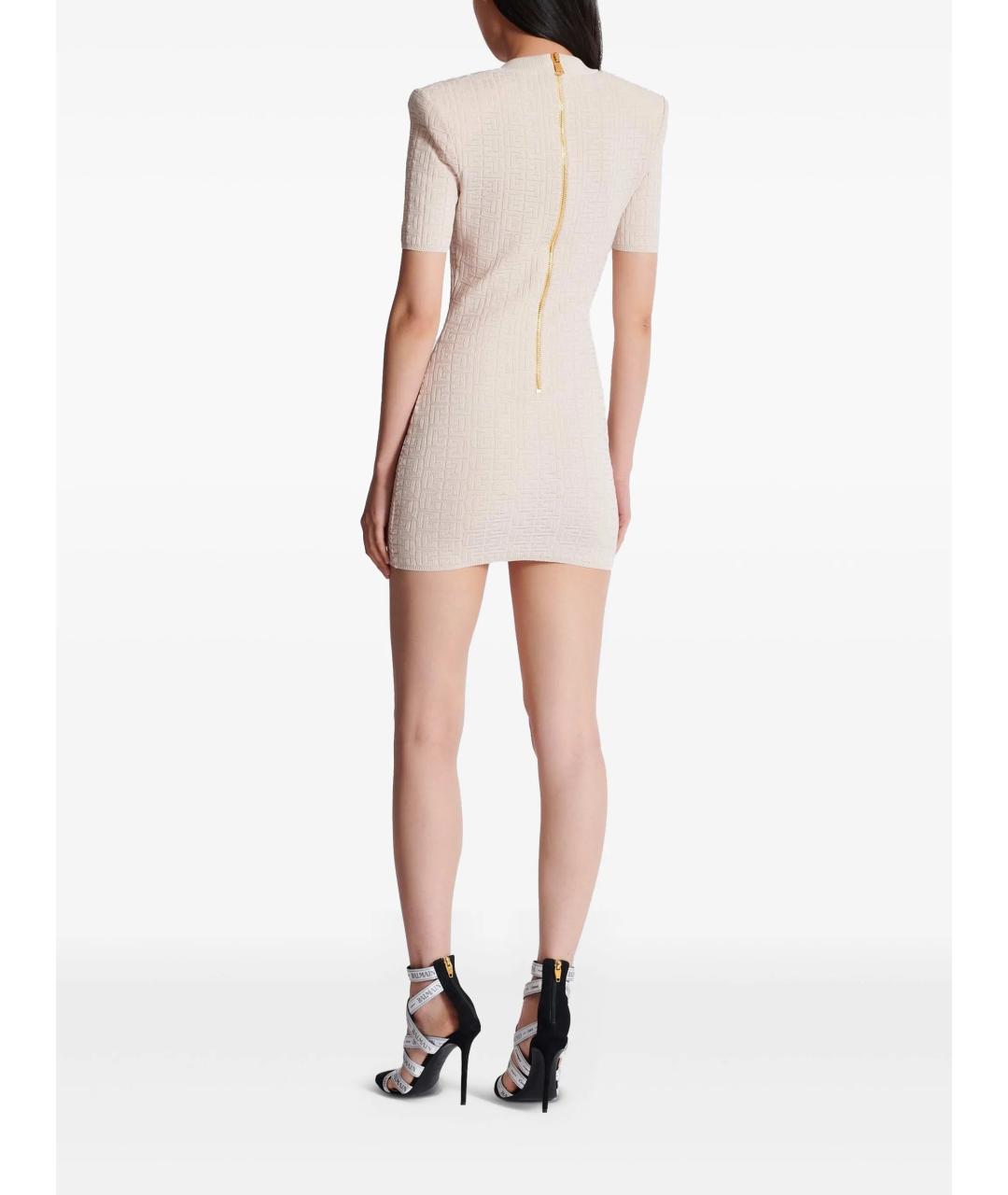 BALMAIN Бежевое вискозное повседневное платье, фото 3