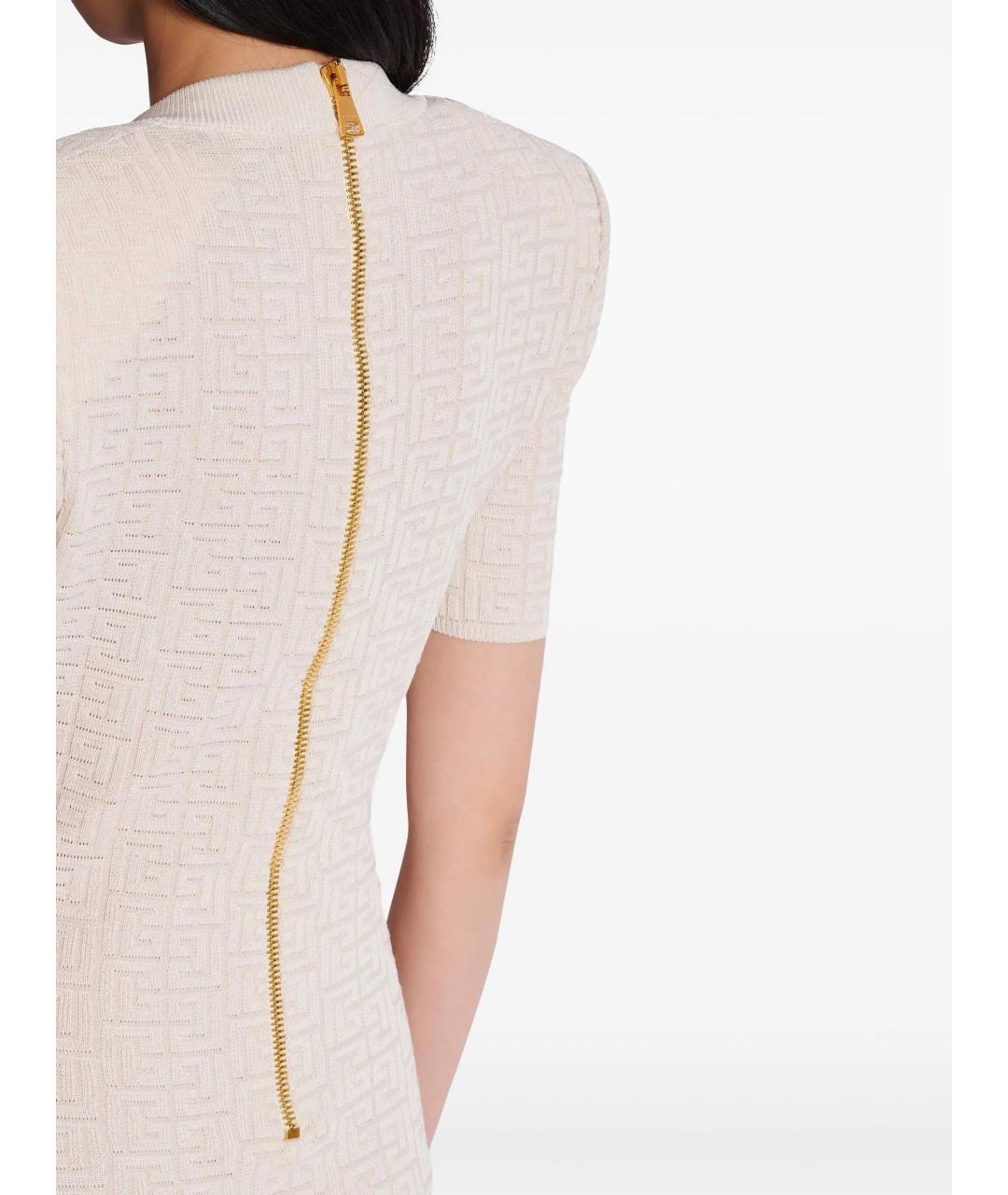 BALMAIN Бежевое вискозное повседневное платье, фото 4