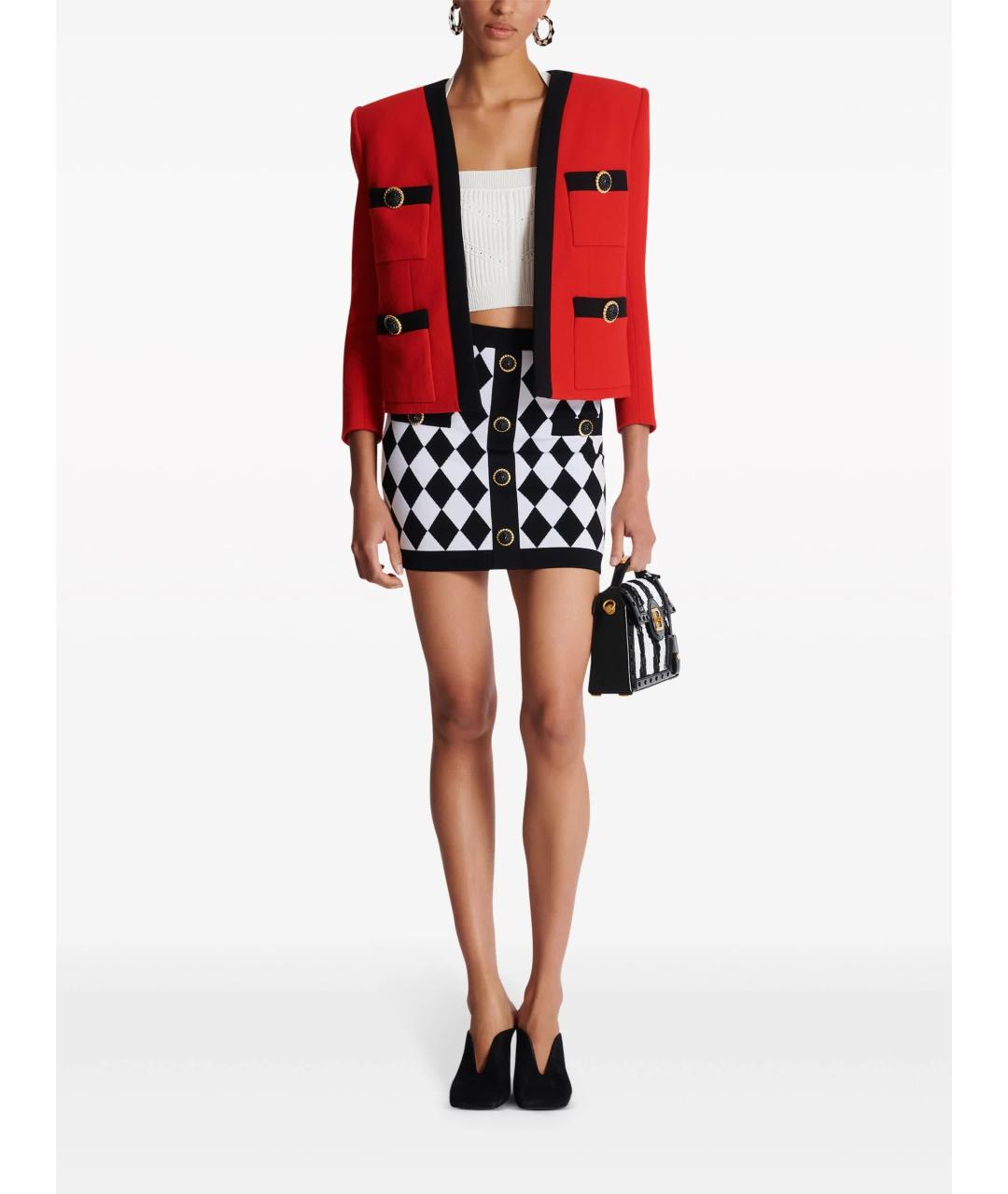 BALMAIN Черная хлопковая юбка мини, фото 2