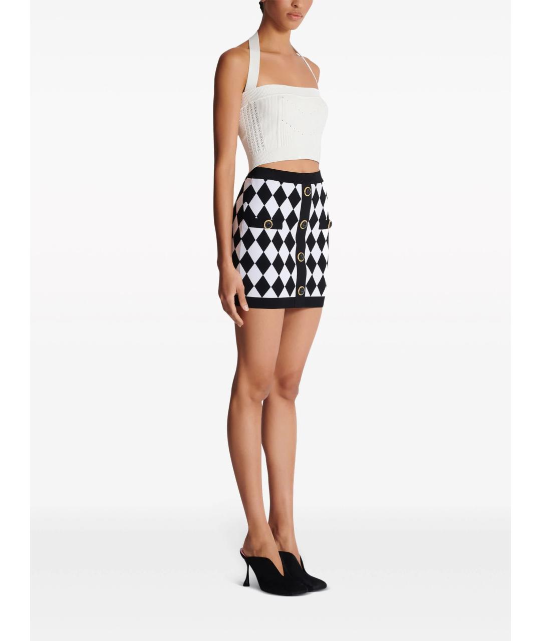 BALMAIN Черная хлопковая юбка мини, фото 3