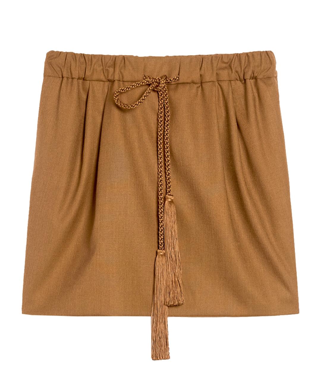 MAX MARA Коричневая шерстяная юбка мини, фото 1