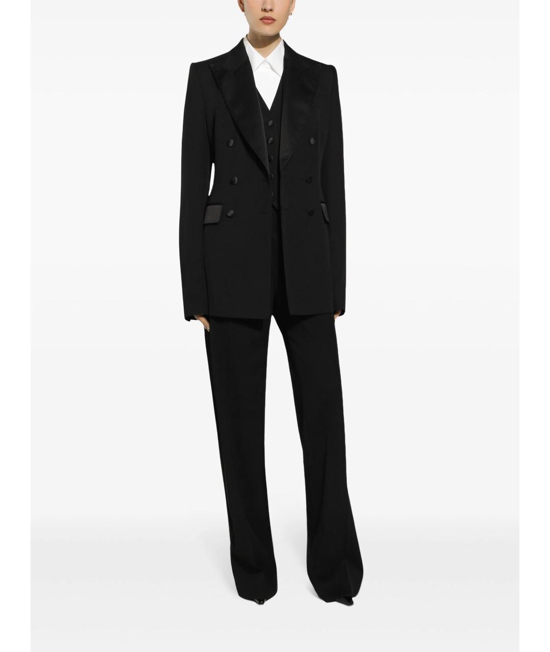 DOLCE&GABBANA Черные шерстяные прямые брюки, фото 2