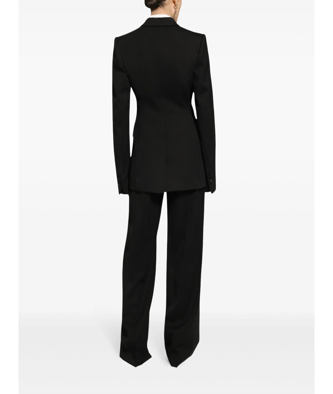 DOLCE&GABBANA Черные шерстяные прямые брюки, фото 4