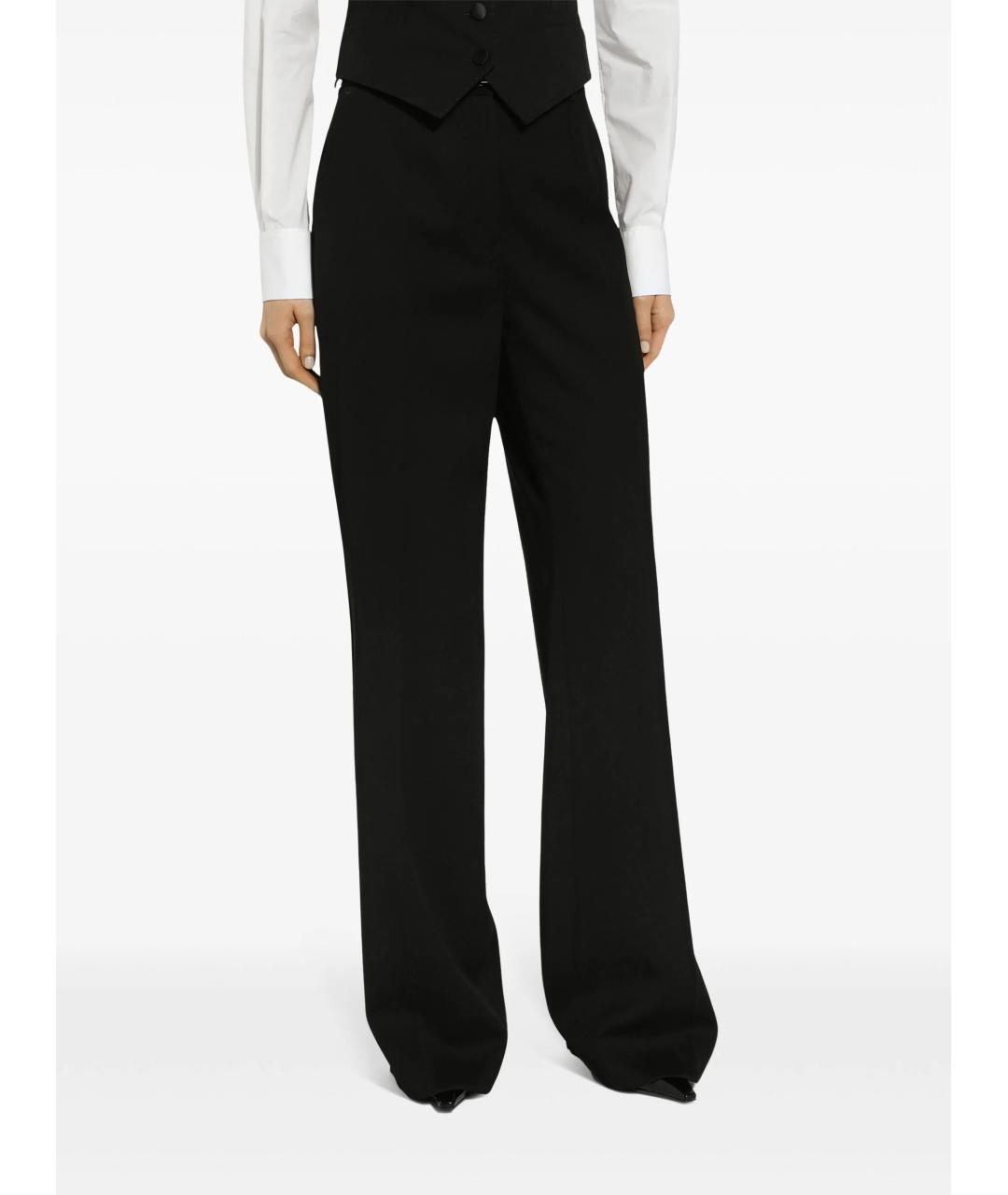 DOLCE&GABBANA Черные шерстяные прямые брюки, фото 5