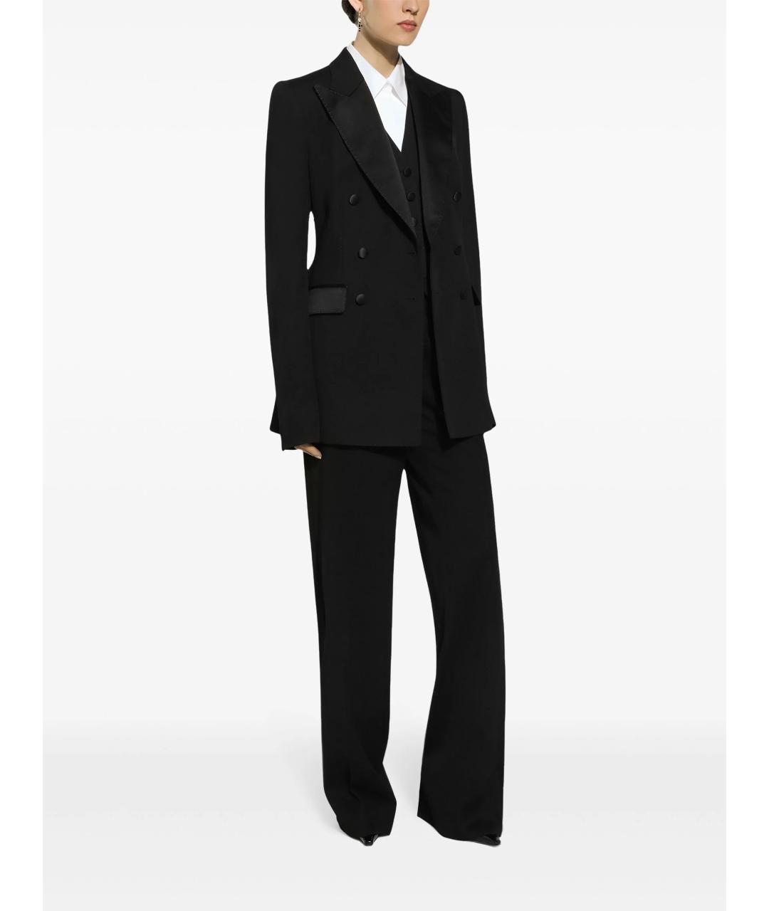 DOLCE&GABBANA Черные шерстяные прямые брюки, фото 3