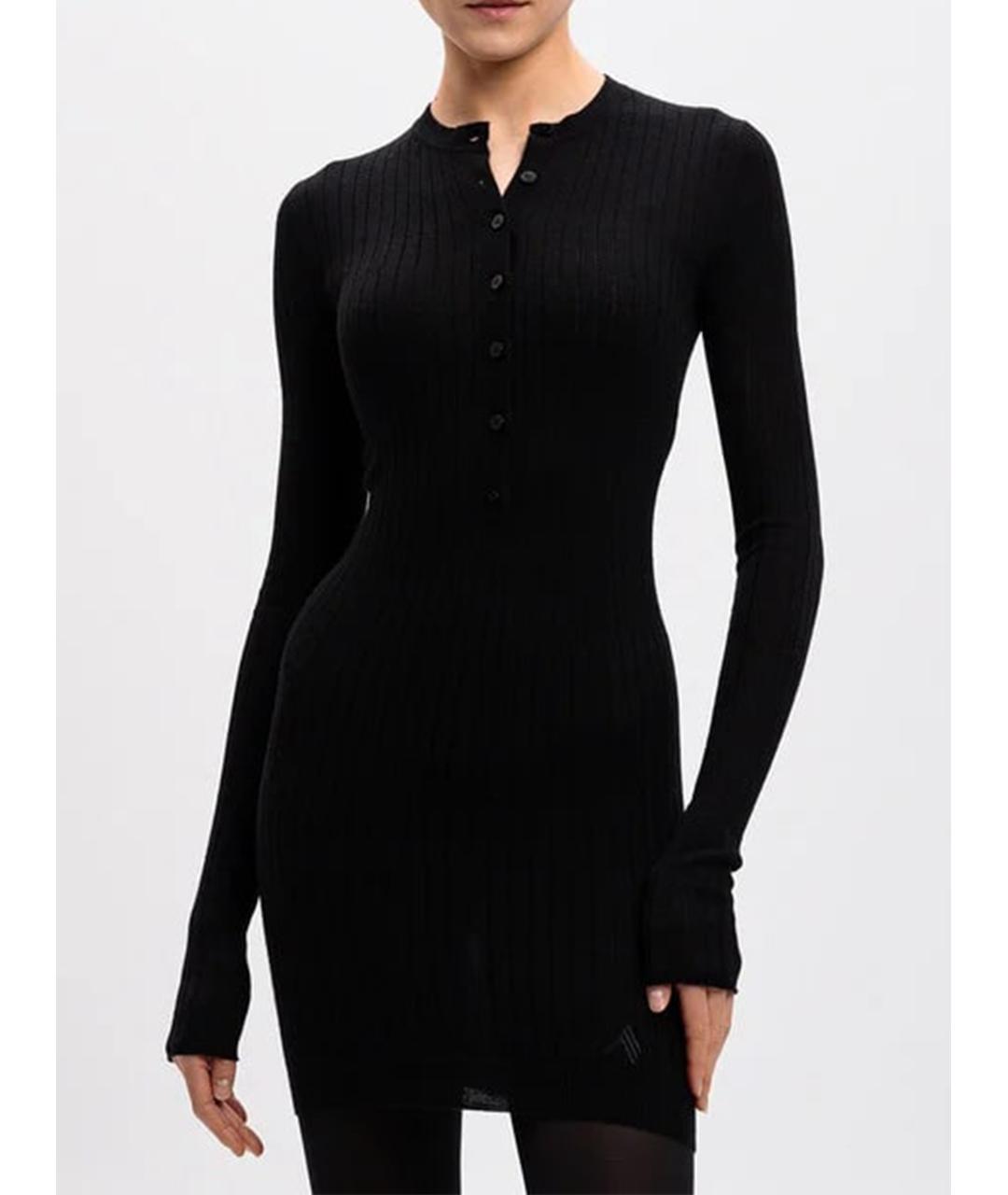 THE ATTICO Черное кашемировое повседневное платье, фото 2