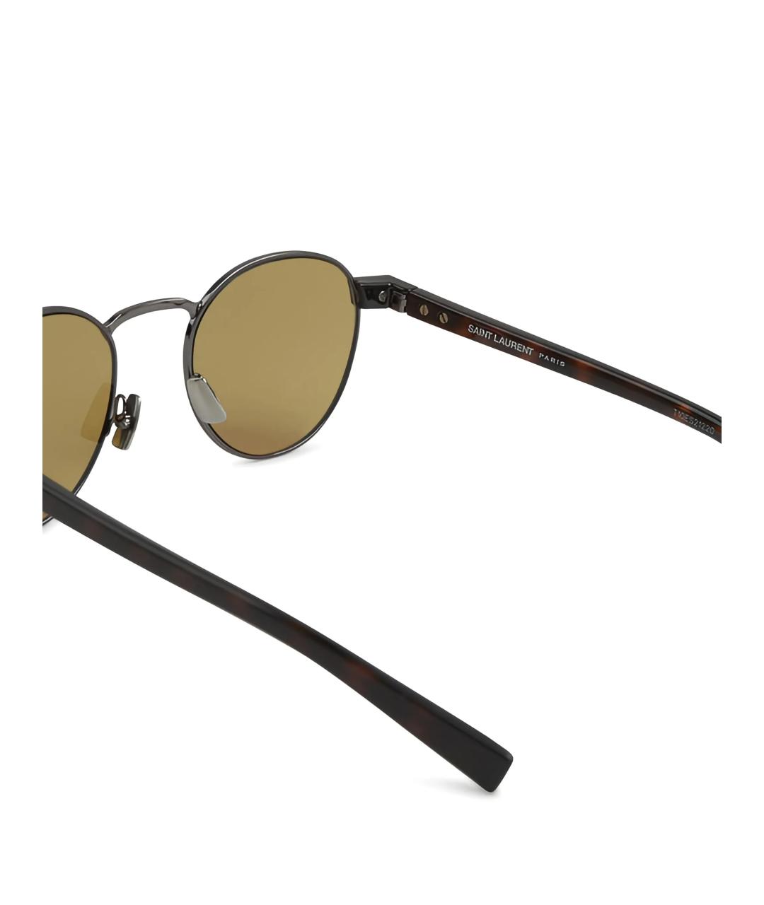 SAINT LAURENT Серые металлические солнцезащитные очки, фото 3
