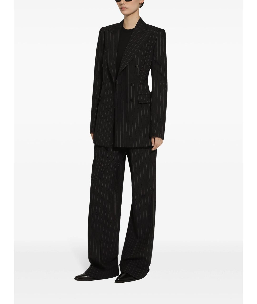 DOLCE&GABBANA Черные шерстяные прямые брюки, фото 3