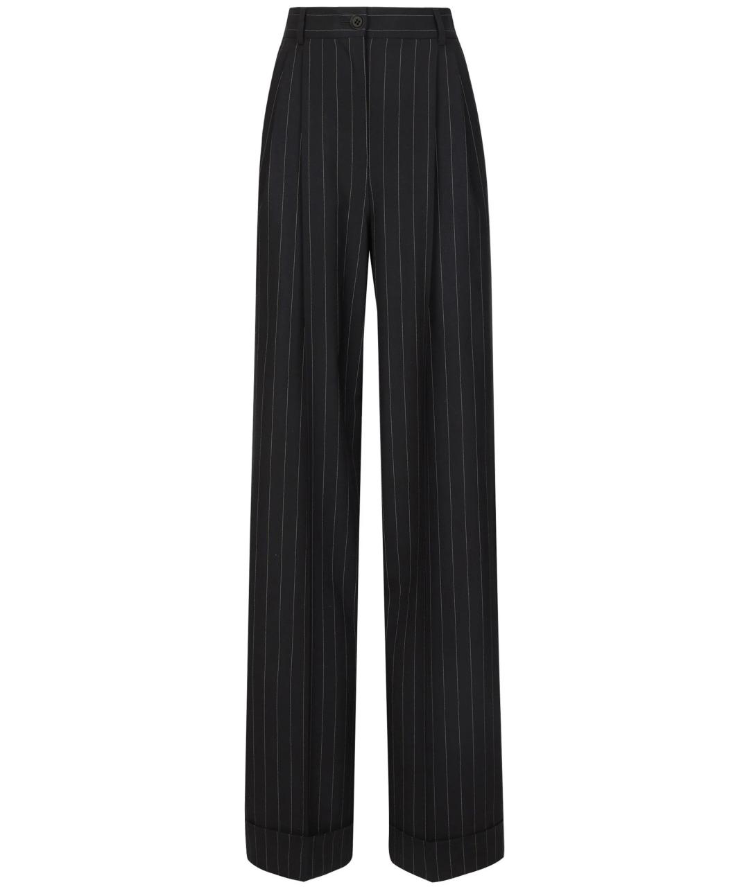 DOLCE&GABBANA Черные шерстяные прямые брюки, фото 1