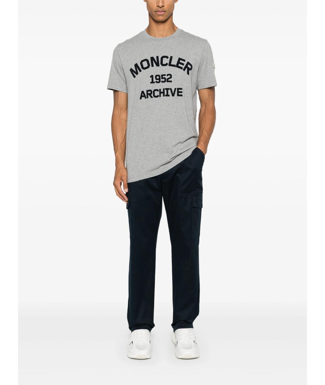 MONCLER Синие хлопковые повседневные брюки, фото 2