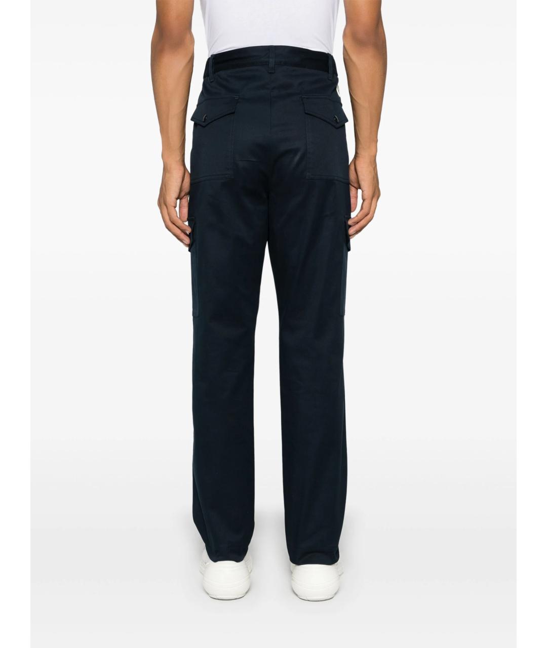 MONCLER Синие хлопковые повседневные брюки, фото 4