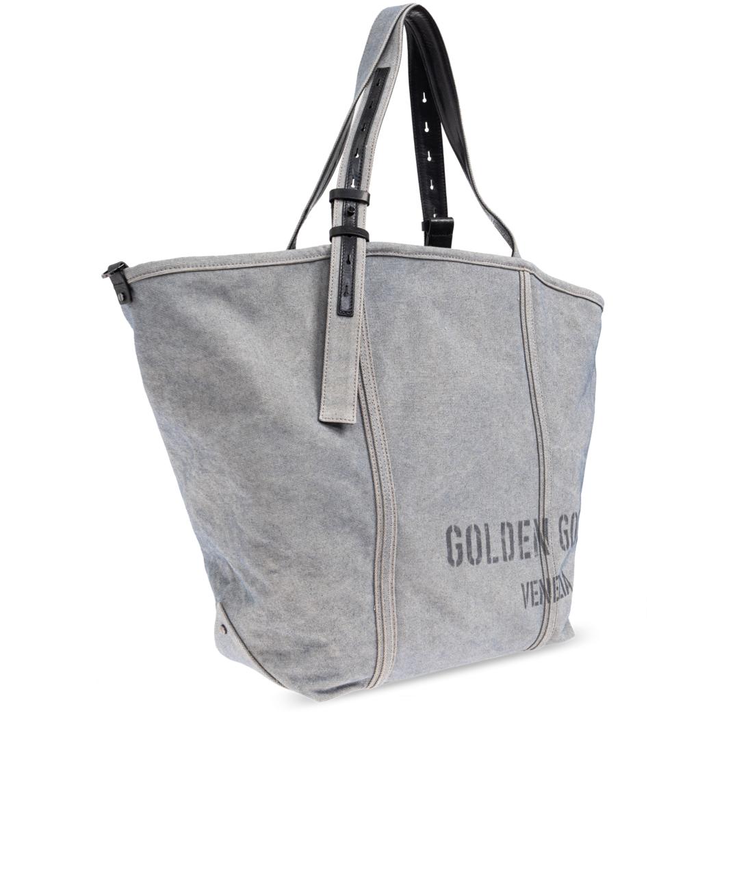 GOLDEN GOOSE DELUXE BRAND Серая тканевая сумка тоут, фото 3