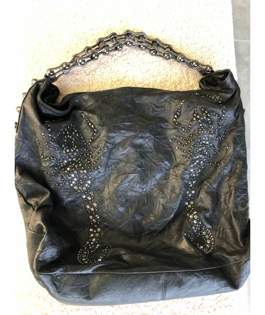 THOMAS WYLDE Черная кожаная сумка тоут, фото 2