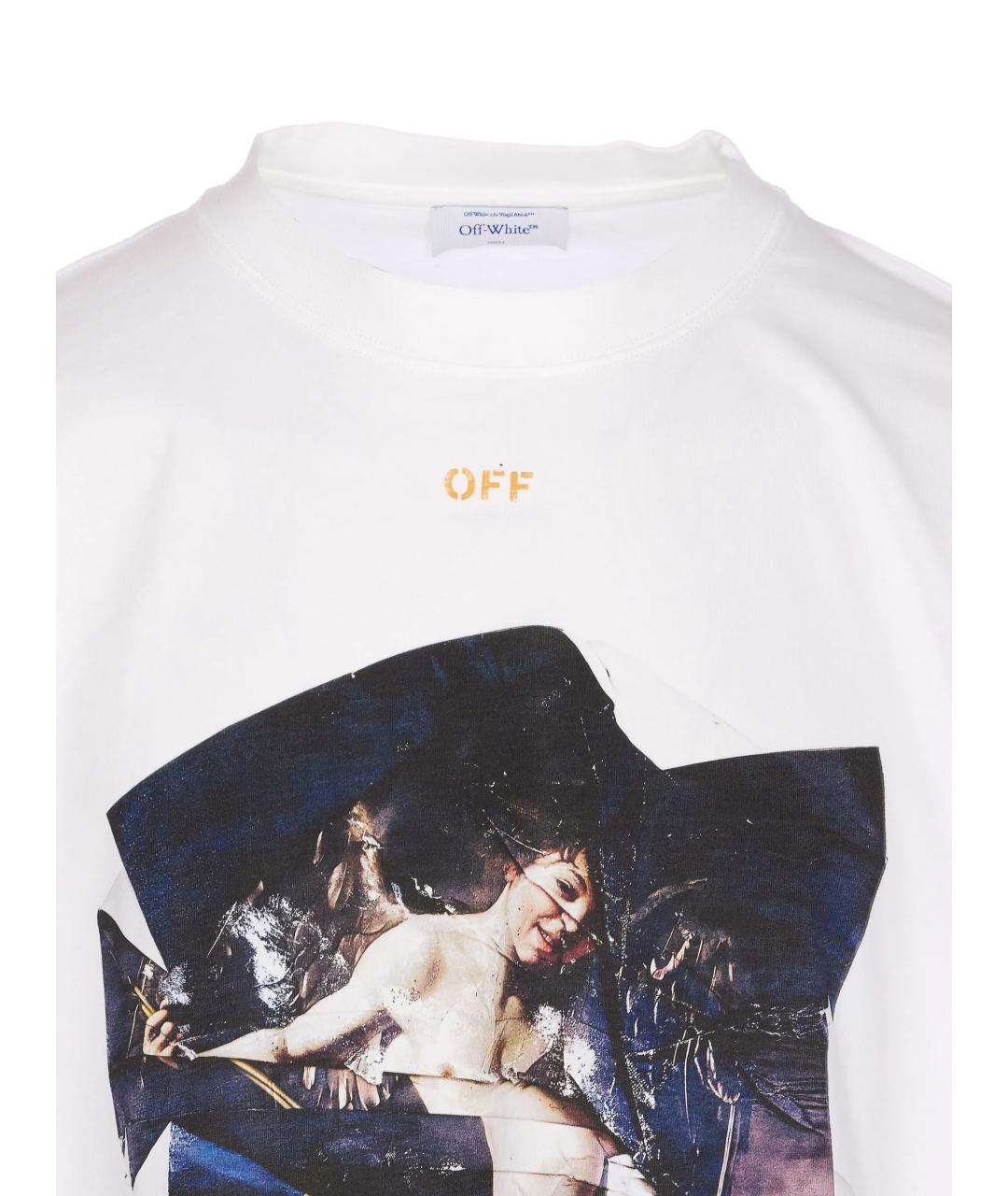OFF-WHITE Белая хлопковая футболка, фото 4