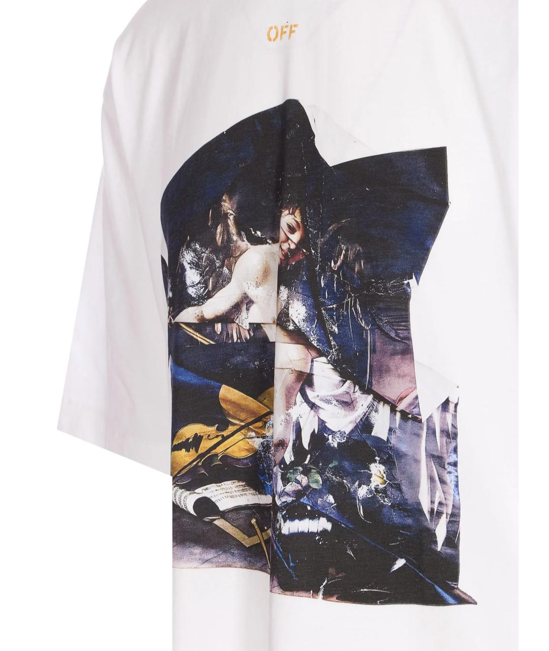 OFF-WHITE Белая хлопковая футболка, фото 2