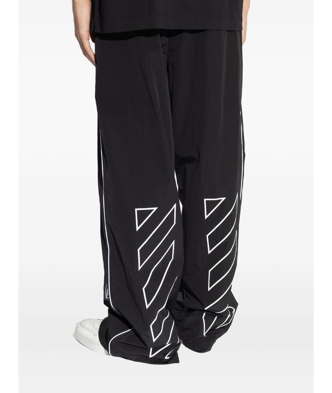 OFF-WHITE Черные полиамидовые повседневные брюки, фото 4