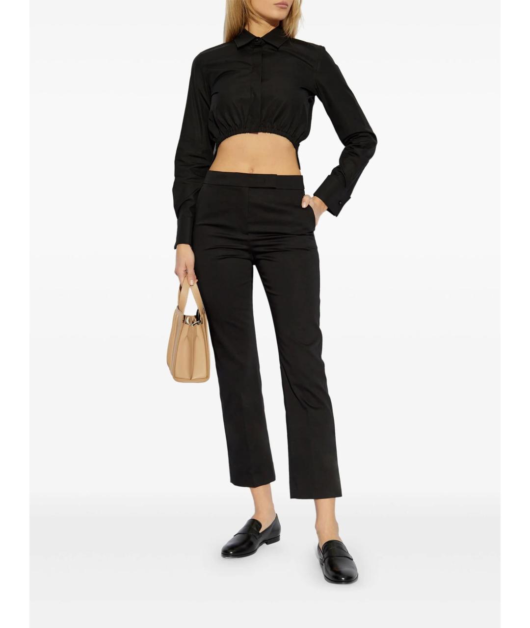 MAX MARA Черные шелковые прямые брюки, фото 2