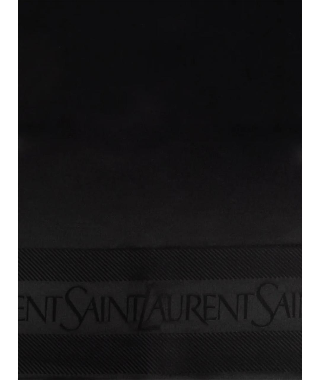 SAINT LAURENT Черный шелковый шарф, фото 2