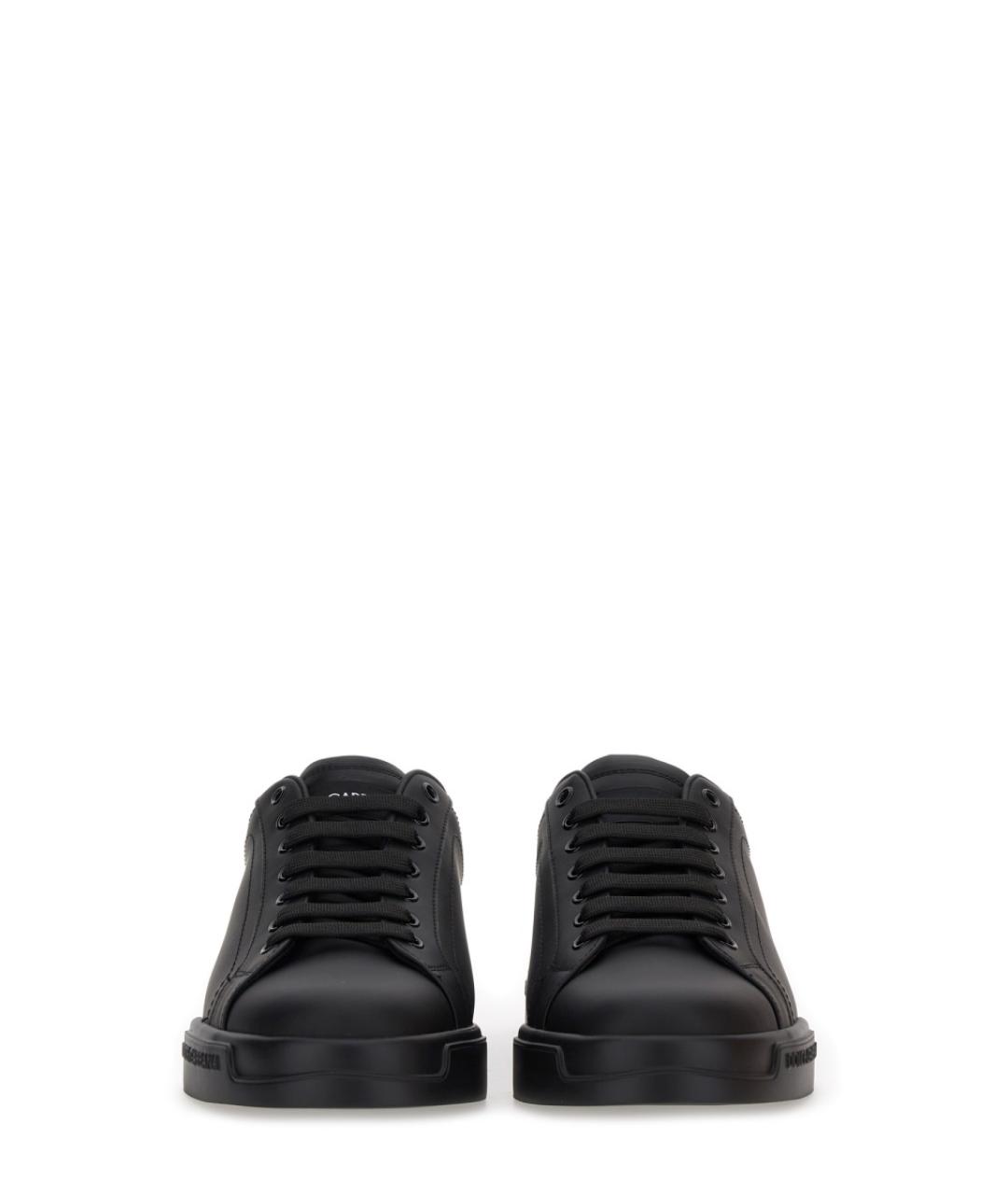 DOLCE&GABBANA Черные кожаные низкие кроссовки / кеды, фото 5