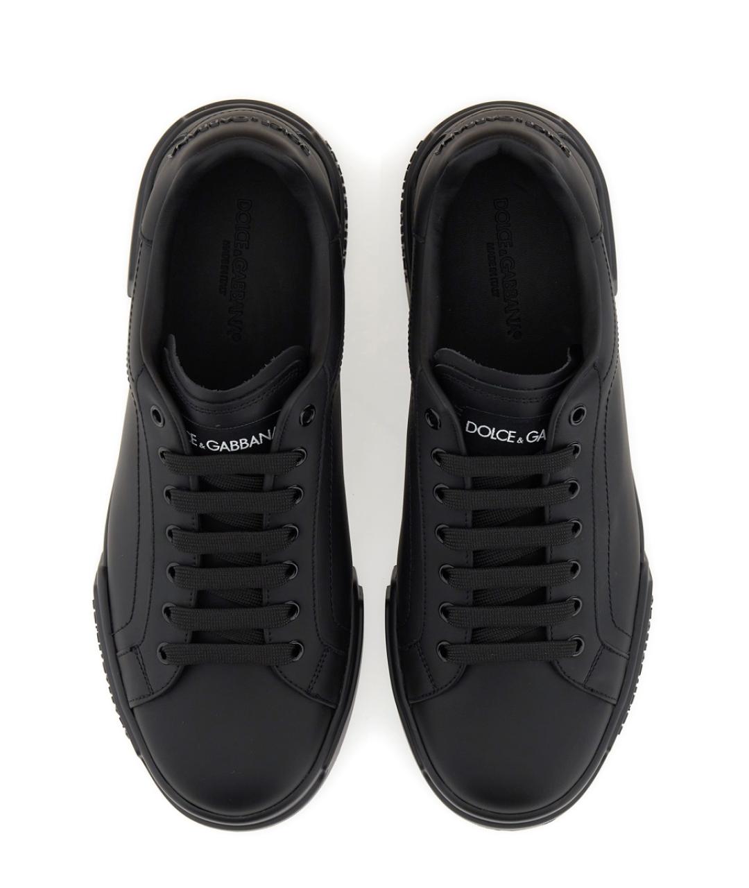 DOLCE&GABBANA Черные кожаные низкие кроссовки / кеды, фото 2